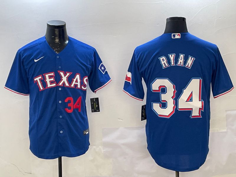 Men Texas Rangers 34 Ryan Blue Game 2025 Nike MLB Jersey style 2